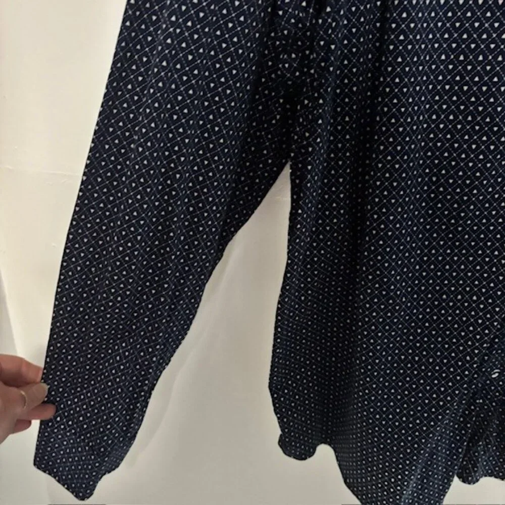 Buttercloth Navy White Diamond Check Long Sleeve Button Shirt 3XL Flip Cuff Prep - Picture 6 of 9